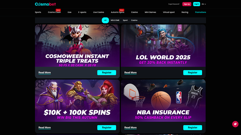 Cosmobet Promotions Desktop