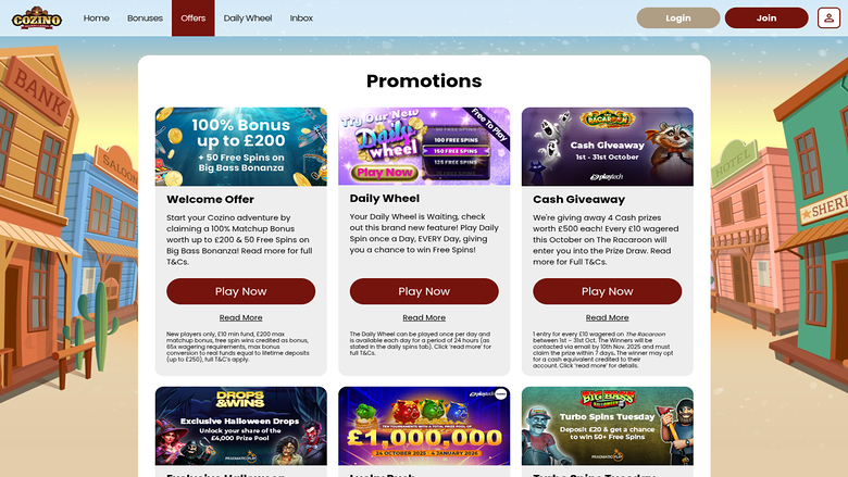 Cozino Casino Desktop Promotions