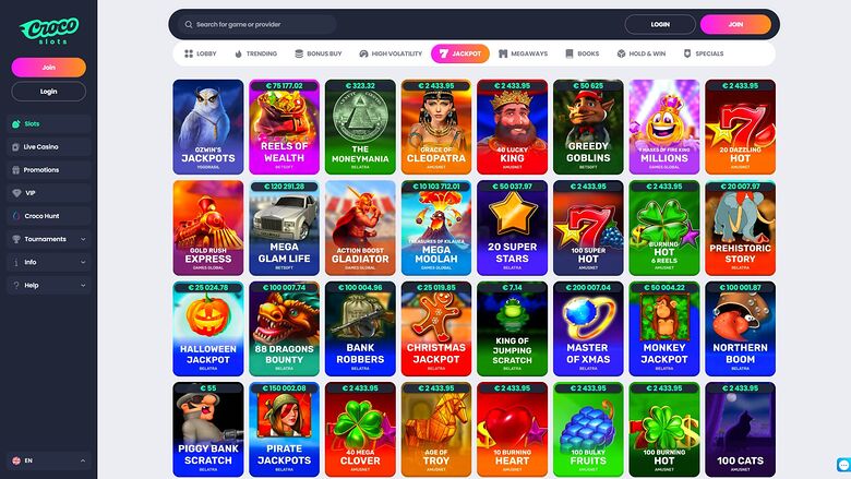 Crocoslots Casino Desktop Image Jackpot