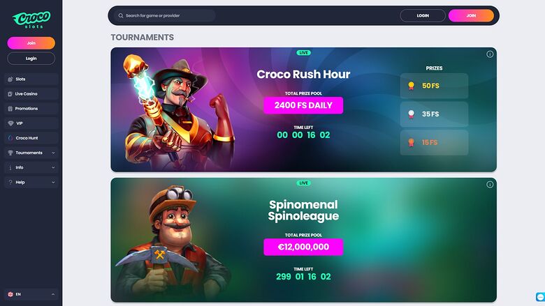 Crocoslots Casino Desktop Tournaments