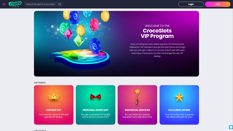 Crocoslots Casino Desktop VIP Program