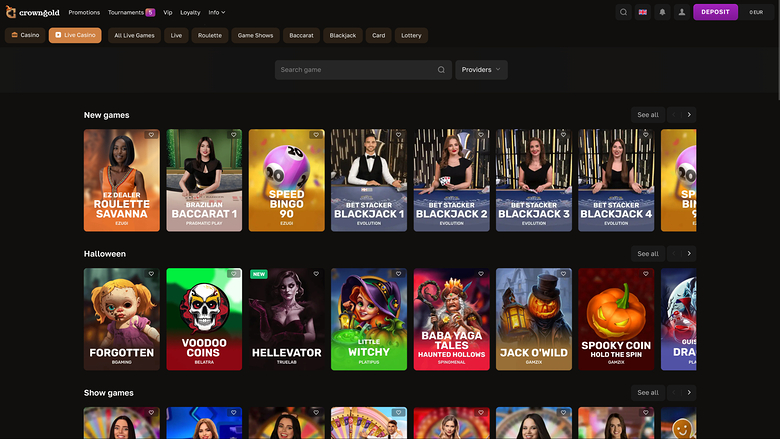 Crowngold Casino Live Dealer Desktop