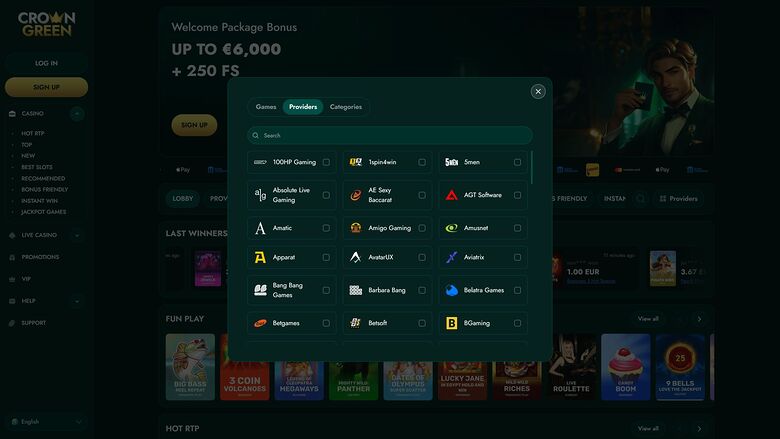CrownGreen Casino Desktop Game Developers