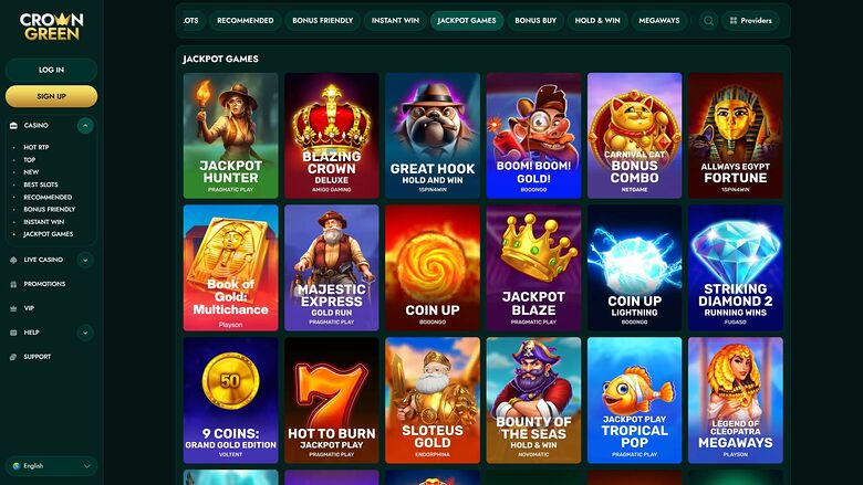 CrownGreen Casino Desktop Jackpot