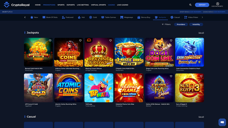 CryptoRoyal Casino Desktop Jackpot