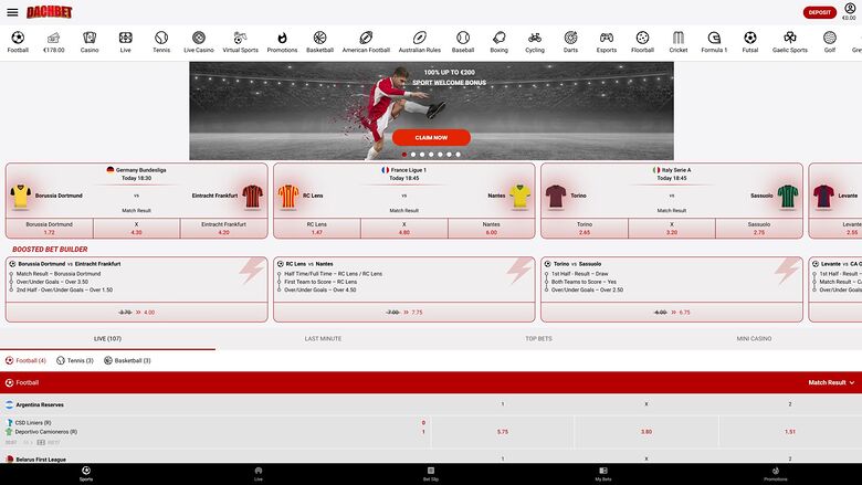 Dachbet Casino Desktop Image Live Sports