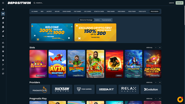 DepositWin Casino Games Desktop