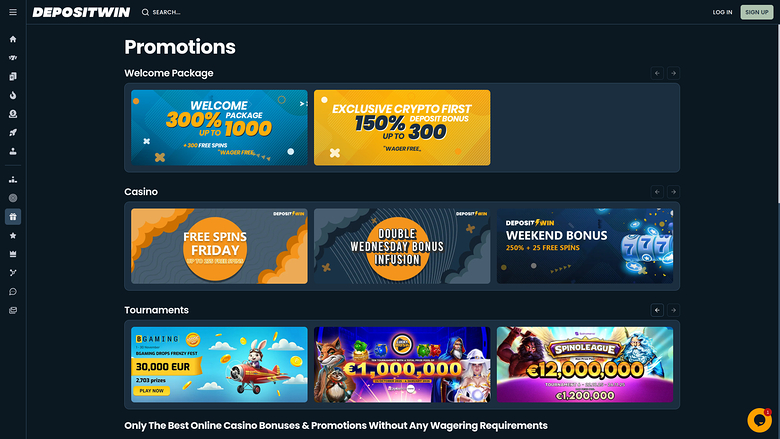 DepositWin Casino Promotions Desktop