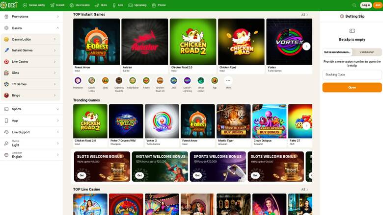 Homepage screenshot of Desi Casino