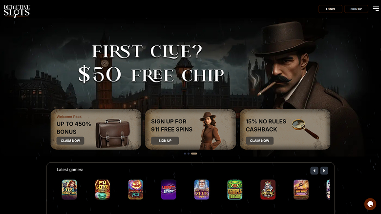 Detective Slots Homepage Desktop