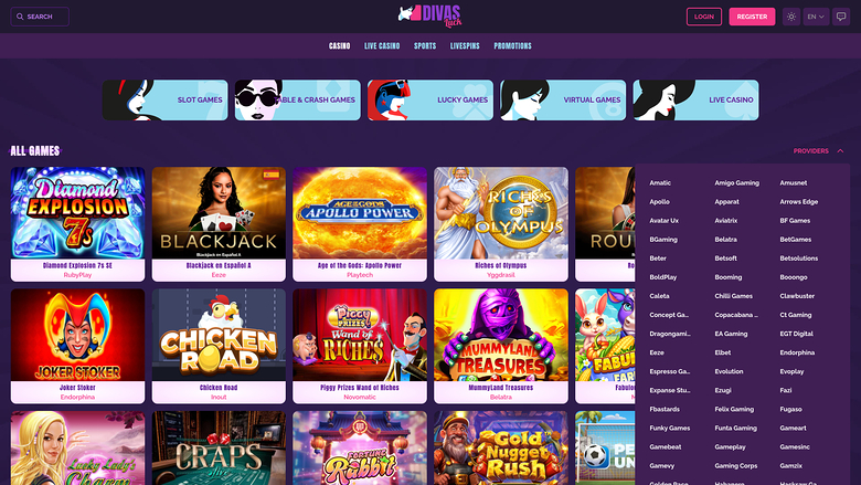 Divas Luck Casino Game Developers Desktop
