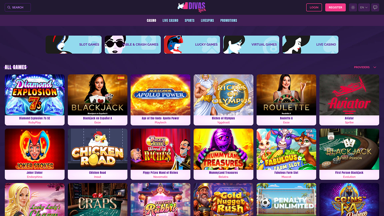 Divas Luck Casino Games Desktop