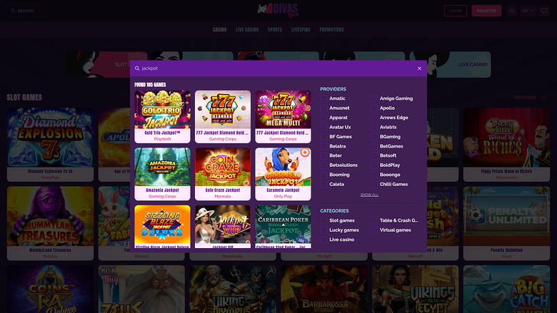 Divas Luck Casino Jackpot Desktop