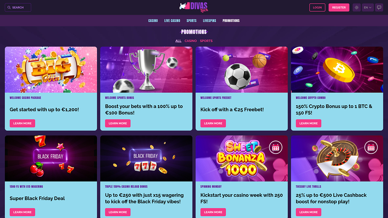 Divas Luck Casino Promotions Desktop