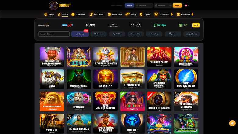 DonBet Casino Games Desktop