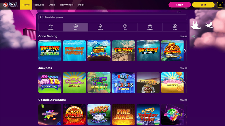 Dove Slots Casino Desktop Games