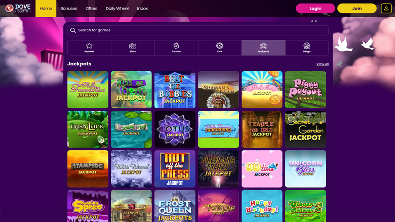 Dove Slots Casino Desktop Jackpot