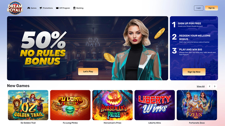 Dream Royale Casino Homepage Desktop