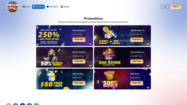 Dream Royale Casino Promotions Desktop