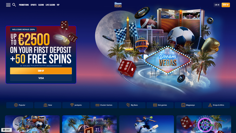 Dream Vegas Casino Homepage Desktop
