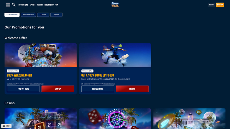 Dream Vegas Casino Promotions Desktop