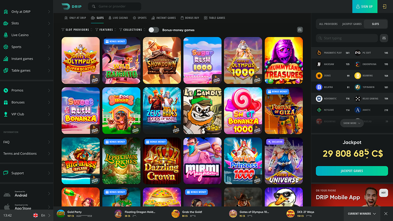 Drip Casino Desktop Games