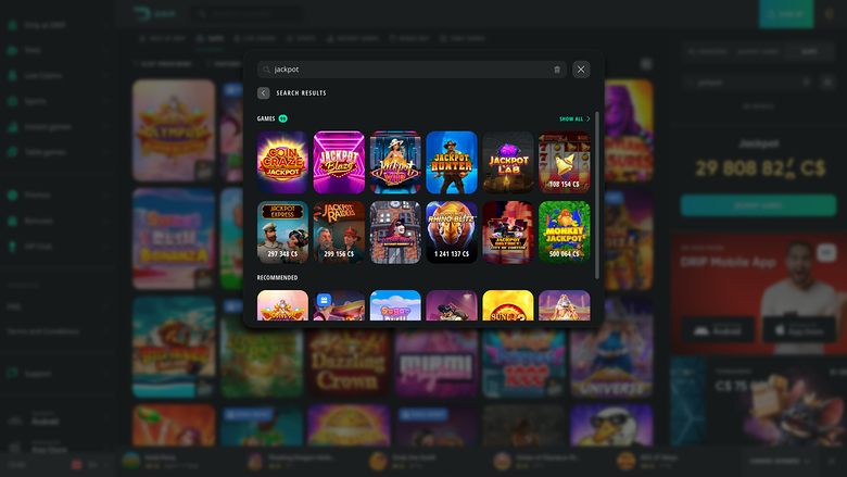 Drip Casino Desktop Jackpot 