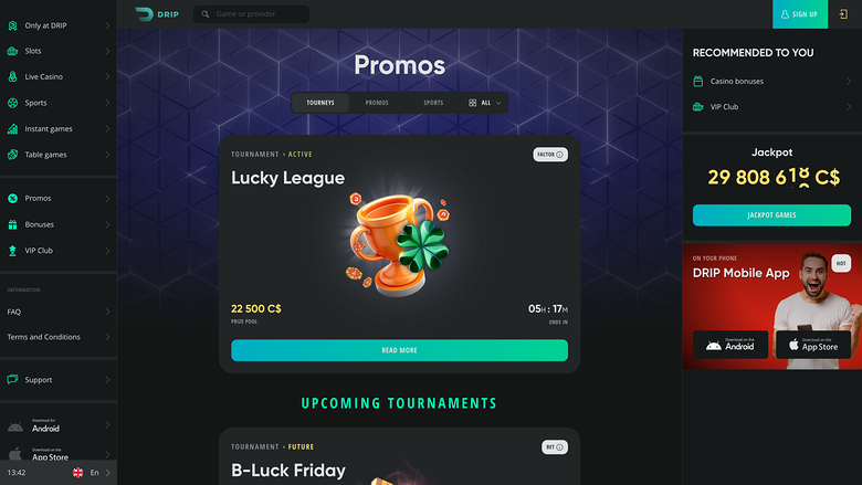 Drip Casino Desktop Promotions