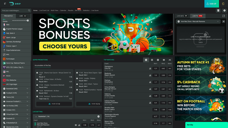 Drip Casino Desktop Sports