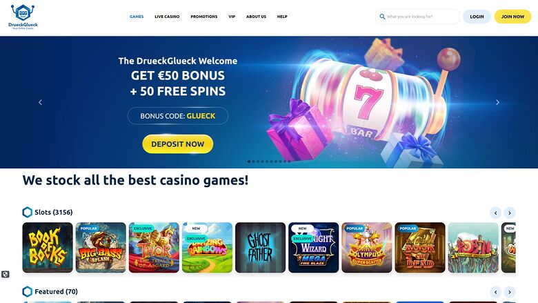 DrueckGlueck Casino Desktop Image Homepage