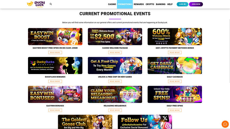 Ducky Luck Casino Desktop Image Promotions
