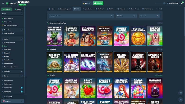 Duelbits Casino Games Desktop