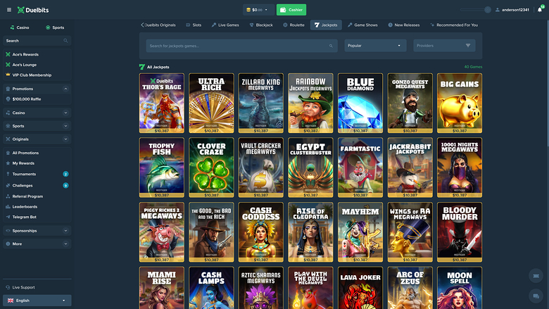 Duelbits Casino Jackpot Desktop