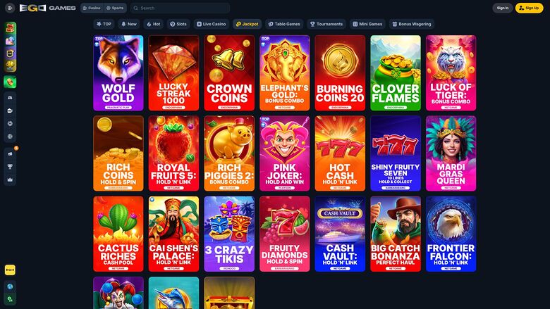 Ego Games Casino Desktop Jackpot