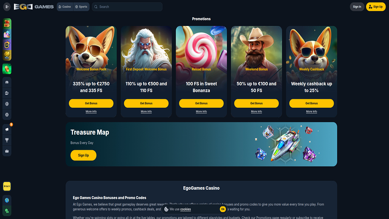 Promotions screenshot of Ego Games Casino for Desktop