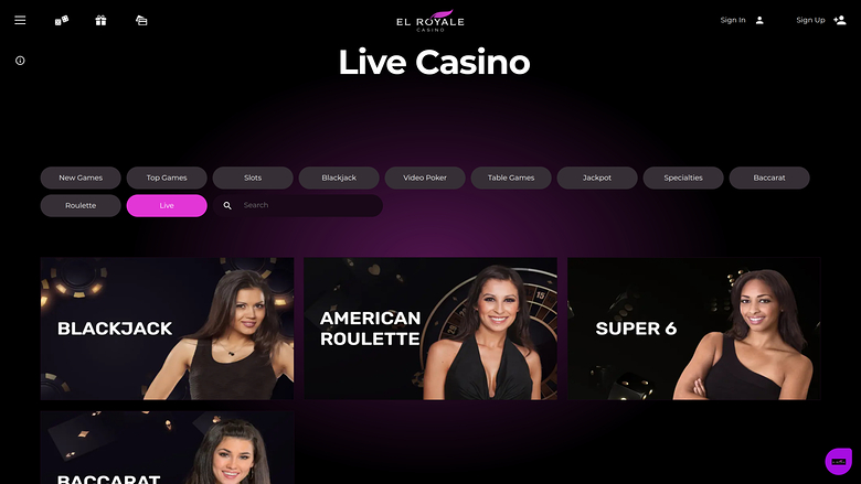 El Royale Casino Desktop Live Dealer