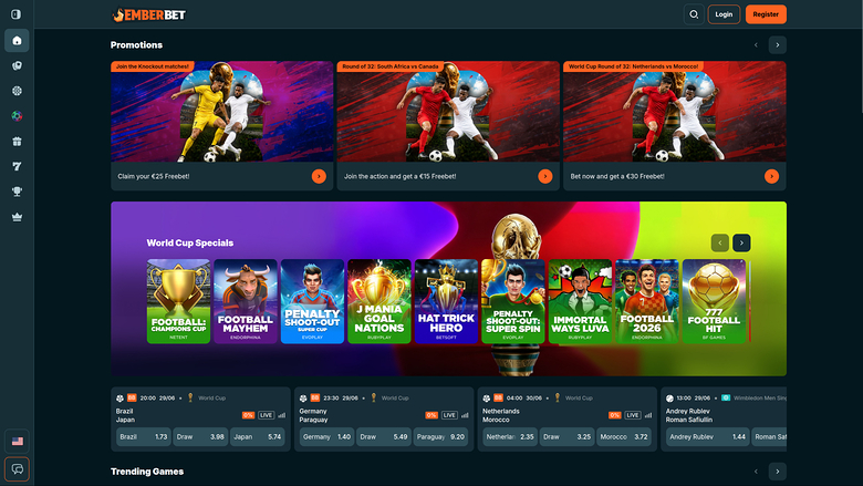 Emberbet Casino Desktop Homepage