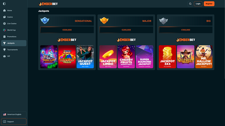 Emberbet Casino Desktop Jackpot