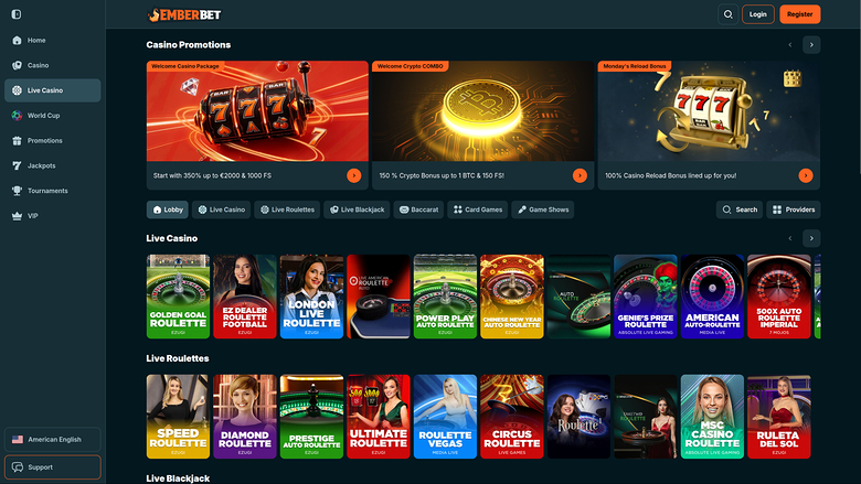 Emberbet Casino Desktop Live Dealer