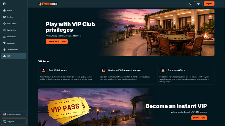 Emberbet Casino Desktop VIP