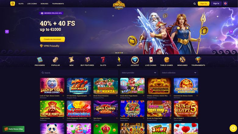 Emperia Casino Desktop Jackpot