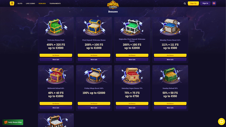 Emperia Casino Desktop Promotions