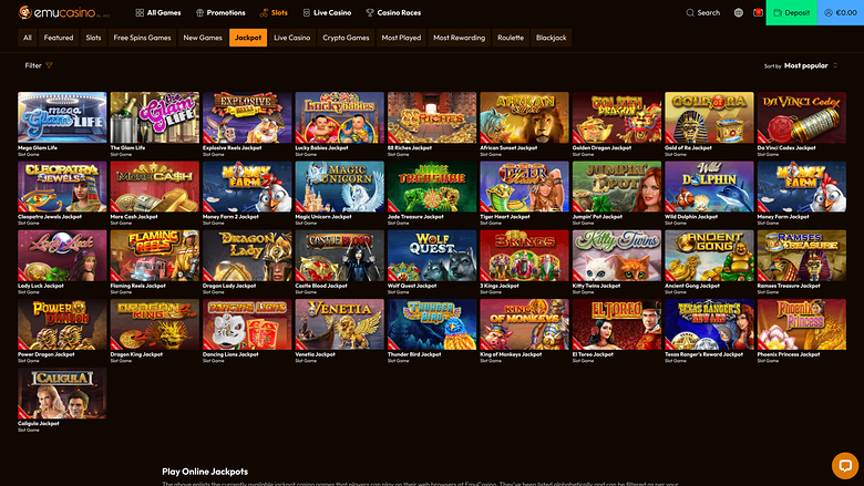 Emu Casino Jackpot Desktop