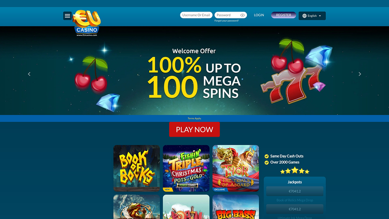 EUcasino Desktop Homepage