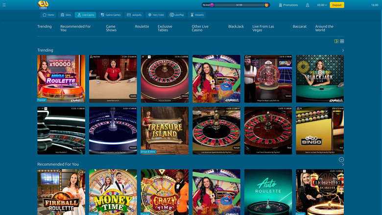 EUcasino Desktop Live Dealer