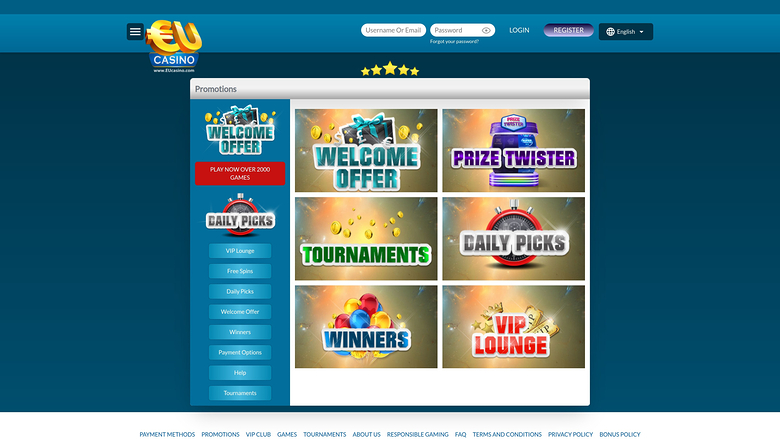 EUcasino Desktop Promotions