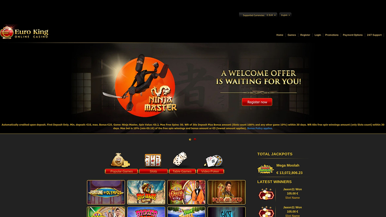 Euro King Casino Homepage Desktop