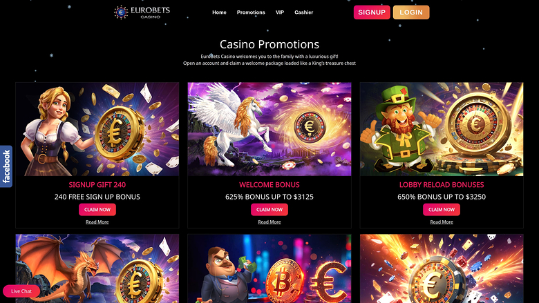 EuroBets Casino Promotions Desktop