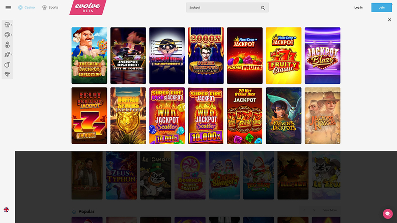 Evolve Casino Desktop Jackpot