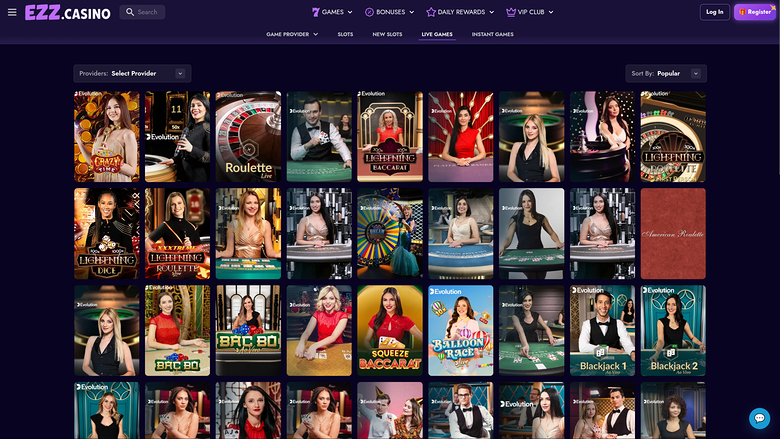 EZZ Casino Live Dealer Desktop